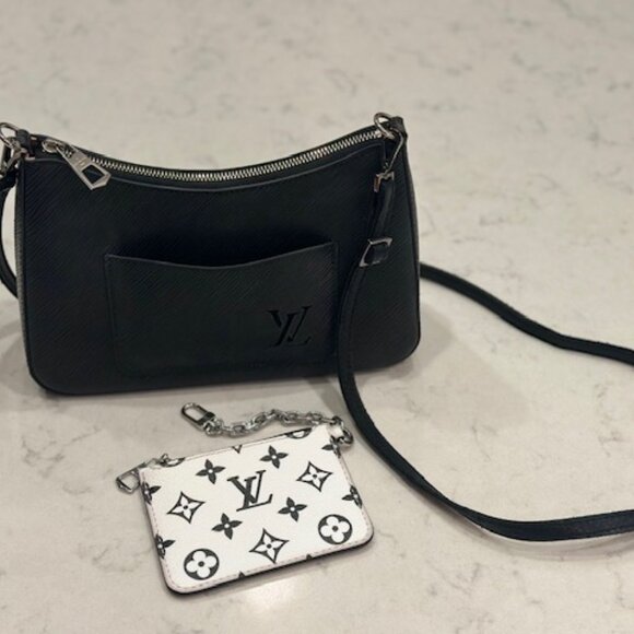 100% Authentic Louis Vuitton Marelle Black Leather Satchel - Picture 7 of 9